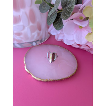 Bague cœur argentée.