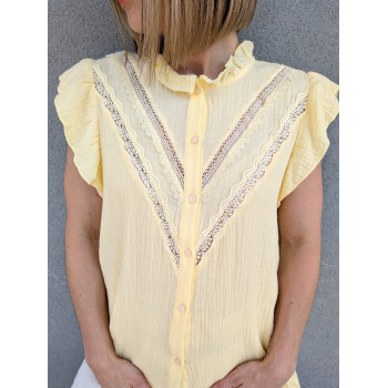 Blouse gaze de coton jaune...