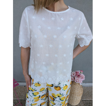 Blouse manche courte coton...