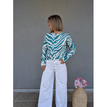 Cardigan imprimé zèbre.