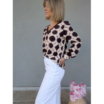 Blouse graphique chocolat.
