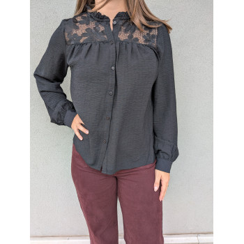 Blouse noire empiècement en...