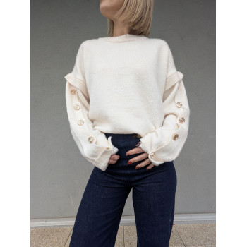 Pull blanc cassé à boutons...
