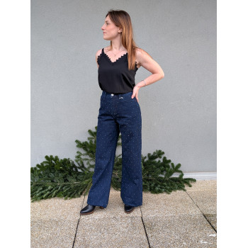 Jean bleu foncé évasé à...