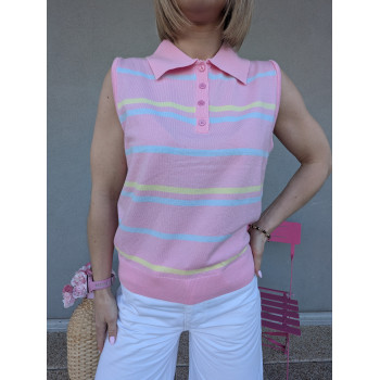 Top sans manches pastel à...