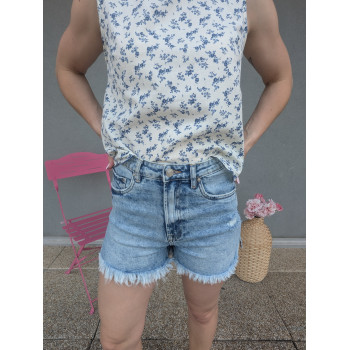 Short en Jean court à franges.