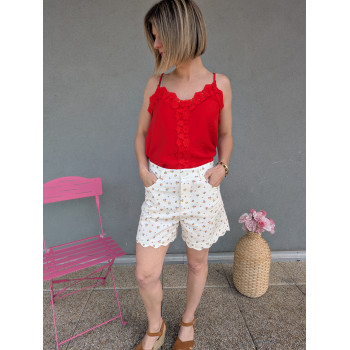 Short Fleuri Écru.